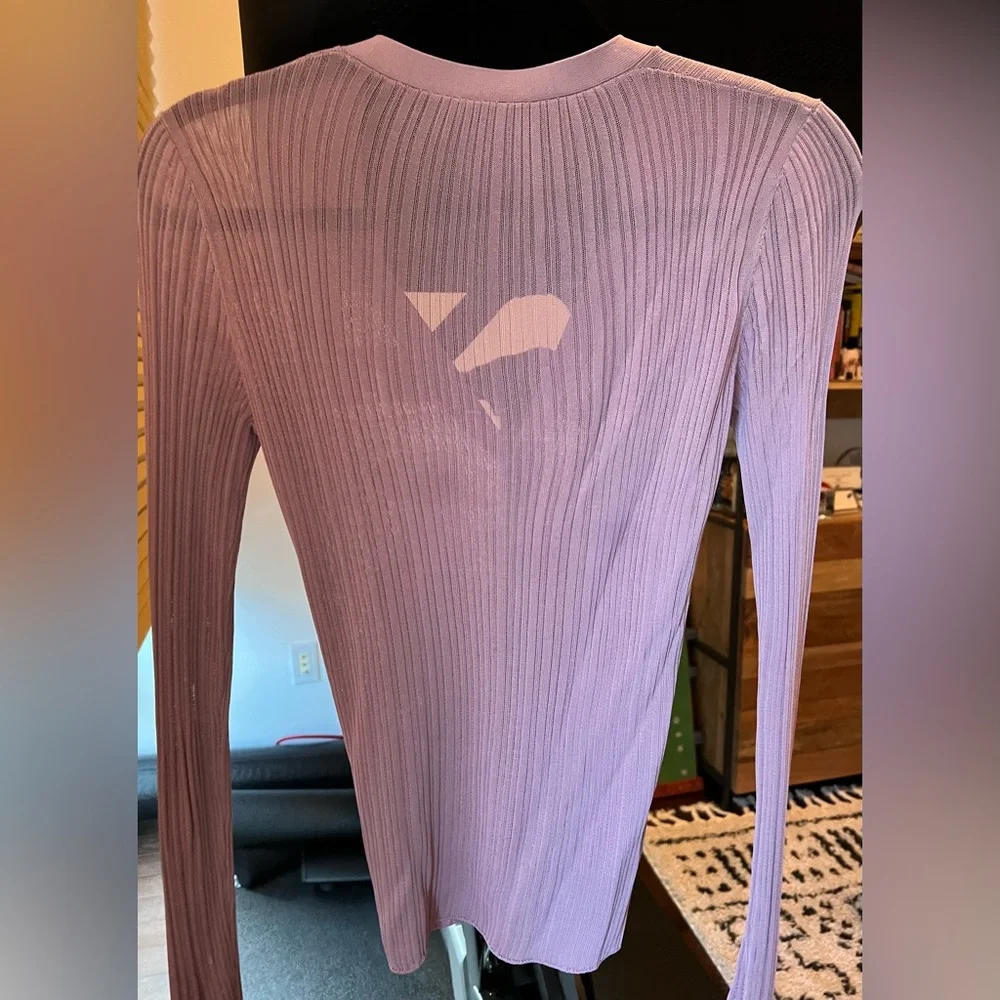 Theory Pointelle Cardigan in Dark Lilac - Picture 7 of 7